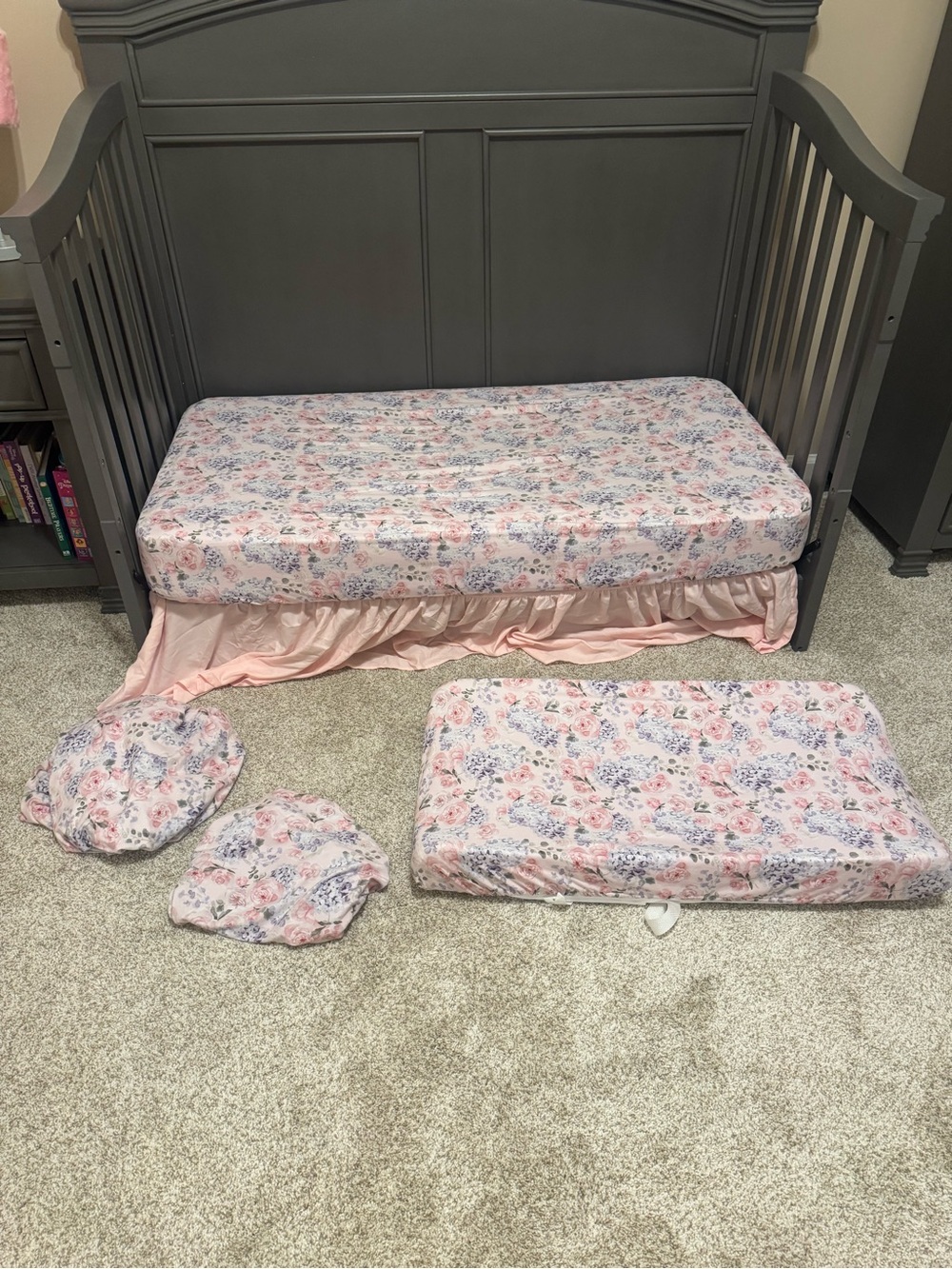 Caden Lane Henlee’s Hydrangeas Crib Sheet (2) Changing Pad Cover (2):